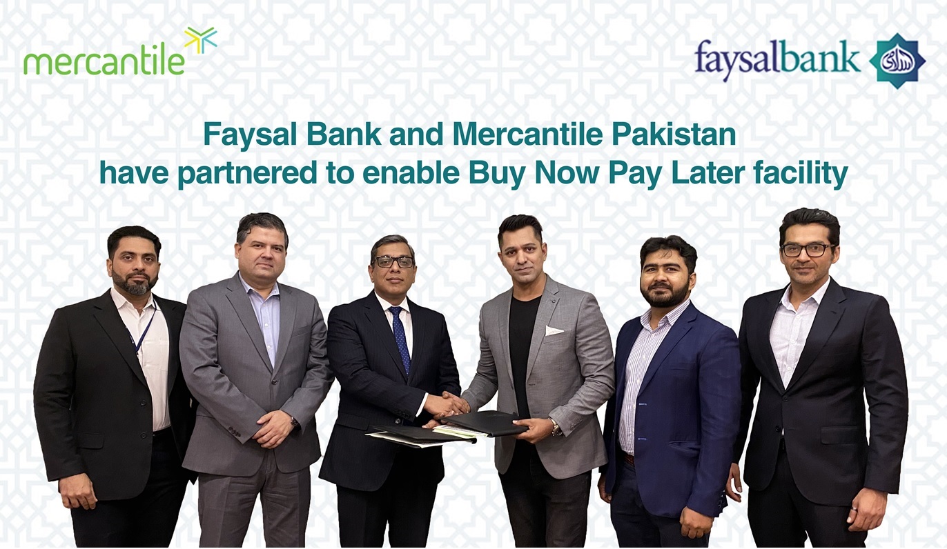 Faysal Bank partnered with Mercantile Pakistan (Authorized Apple Distributor) to provide a facility of Buy Now Pay Later (BNPL) at a zero percent profit rate to its customers using its payment cards
