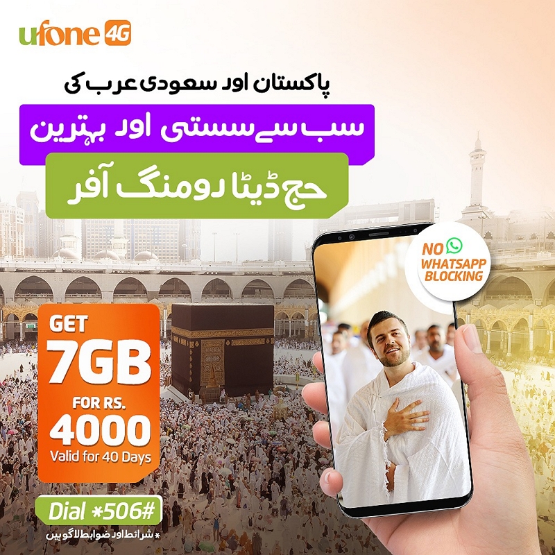 Ufone 4G brings unbeatable Data roaming, unrestricted access to WhatsApp for Hajj Pilgrims in Saudi Arabia