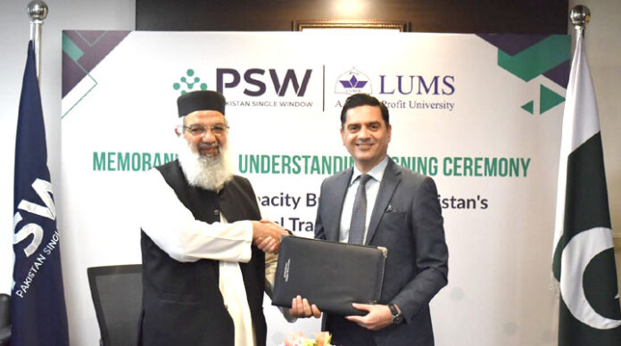 LUMS and Pakistan Single Window Sign MoU to Strengthen Trade Facilitation and Capacity Building