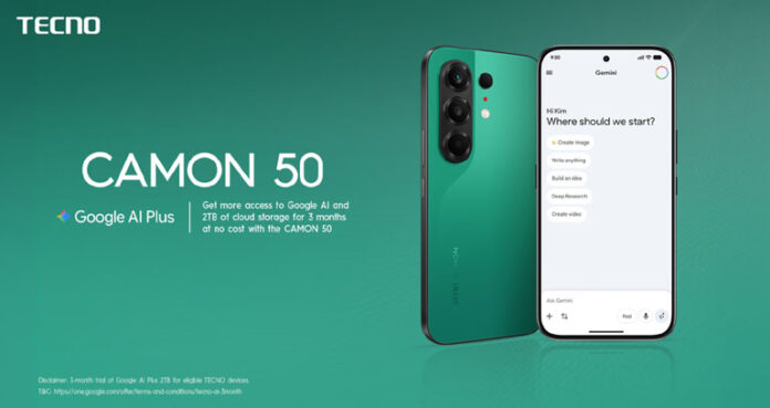 TECNO CAMON 50 Series Launches with 3 Months Free Google AI Plus, Gemini and AI Photo Editing